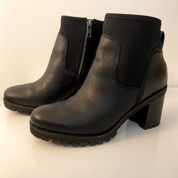 Ugg Leather and Neoprene High Heeled Weather Boots Women’s Size 8 - Picture 4 of 7